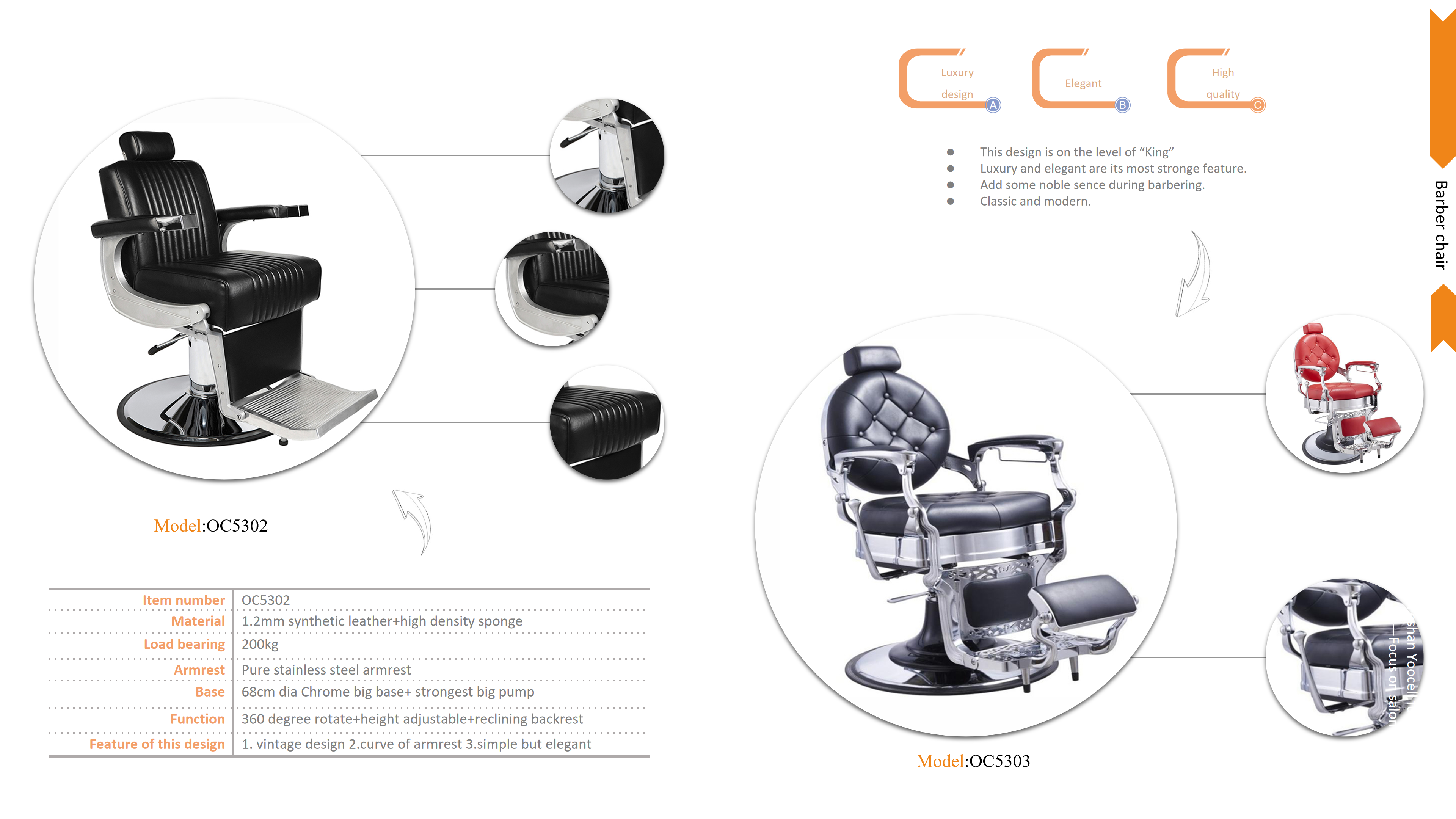 OC5303 Barber chair,Salon&Beauty furniture Supplier